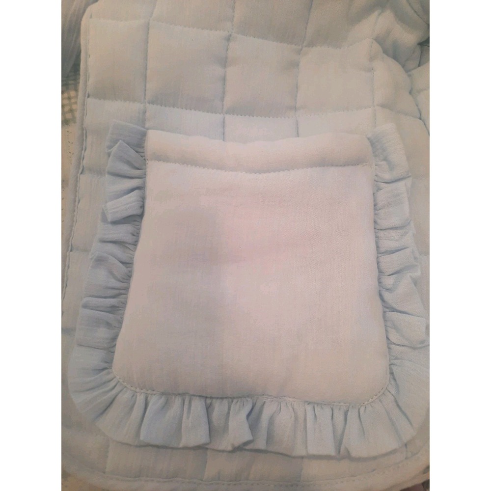 New Patchwork Quilted Reversible Blue Jacket Size… - image 9